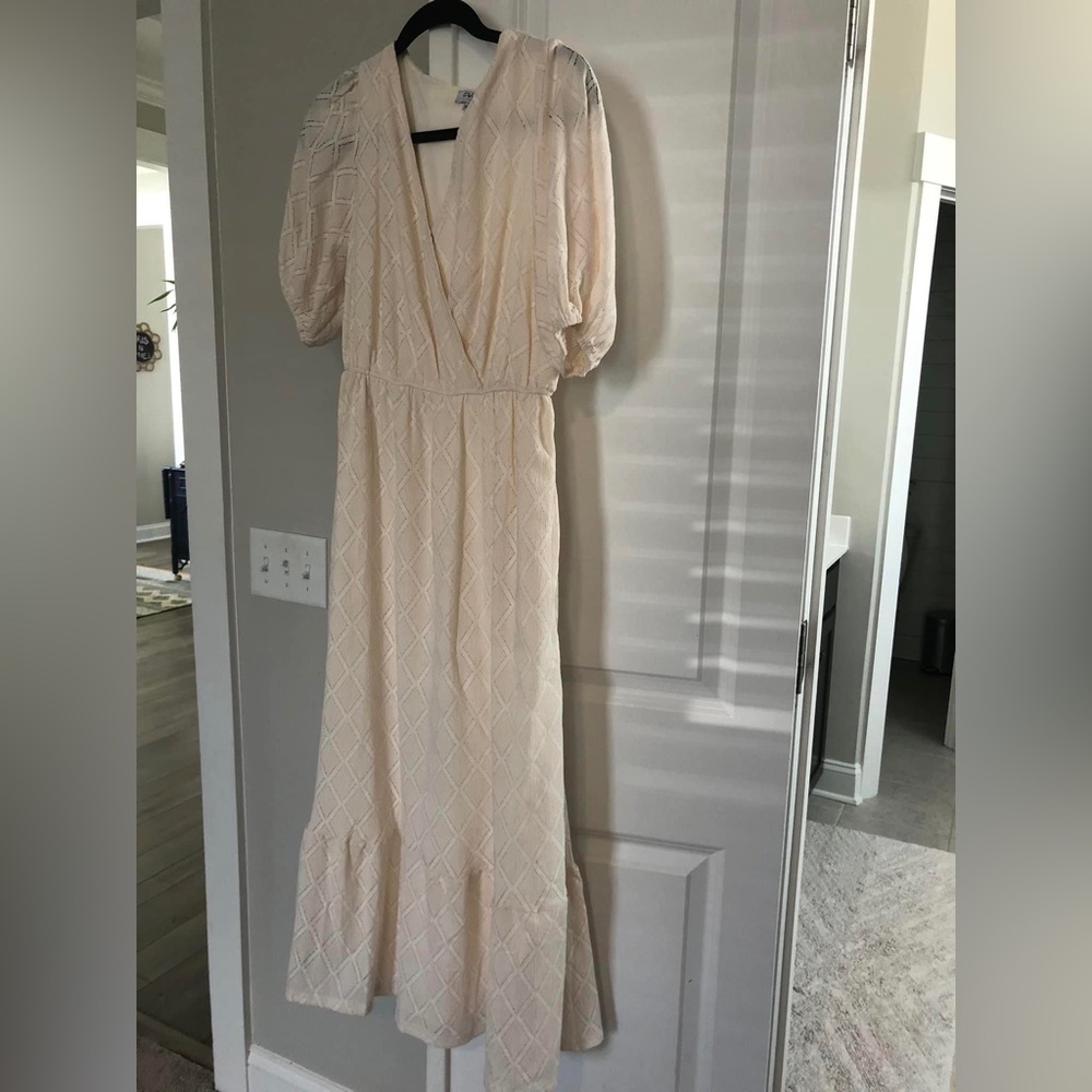 Polagram ivory diamond pattern midi dress